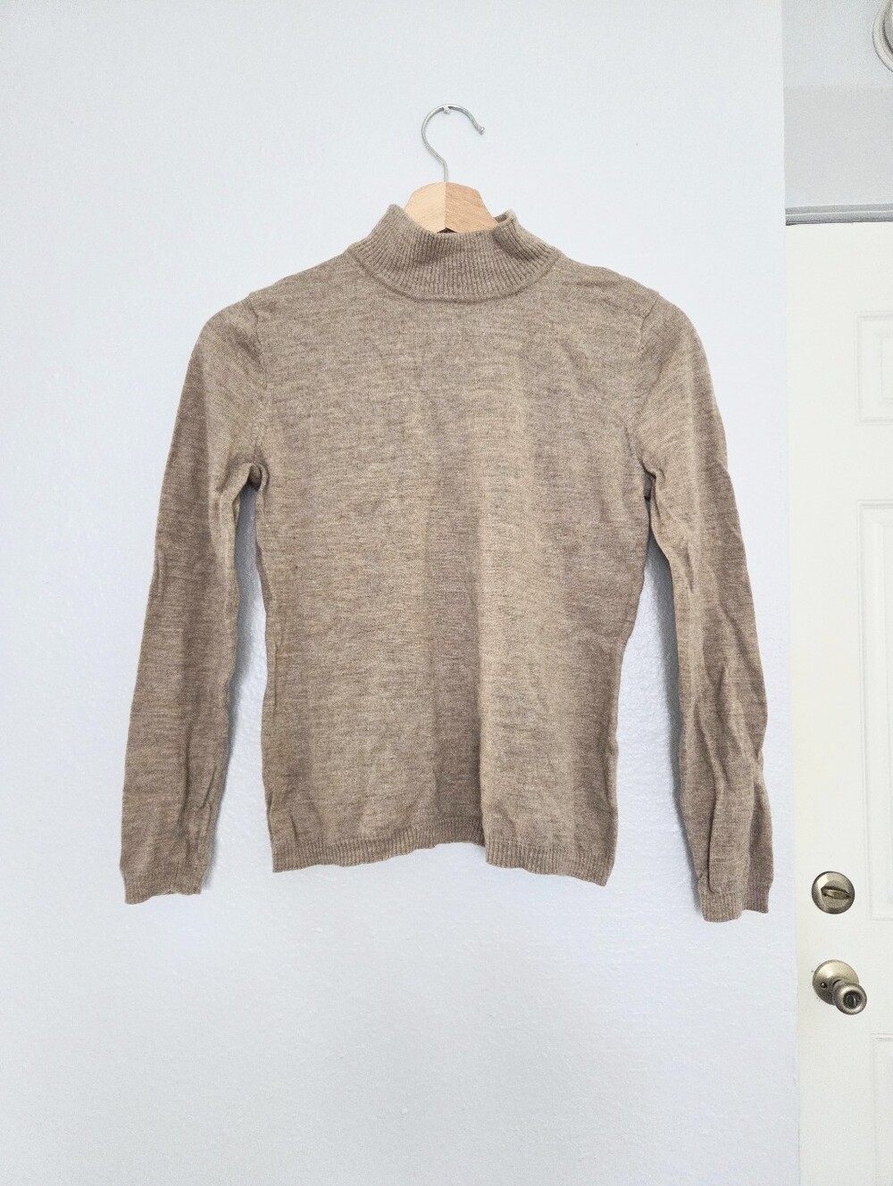 pendleton merino wool mockneck tan taupe sweater